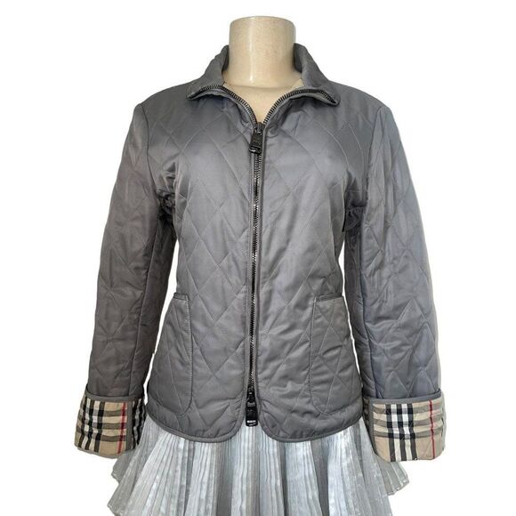 Authentic BURBERRY Grey Diamond Quilted Nova Check Utility Jacket Size S - Picture 3 of 15